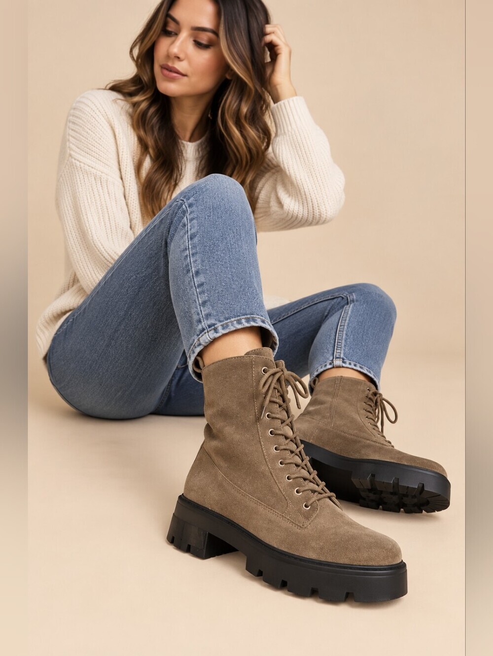 Madewell The Shelton Lace-Up Boot in Burnt Olive